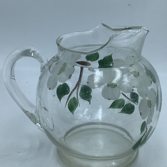 Vintage Hand Painted Dogwood Ball Pitcher with Ice Lip - Picture 3 of 8